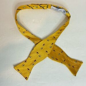 Southern Tide Yellow Blue Stripe Fish Oar Silk Bow Tie